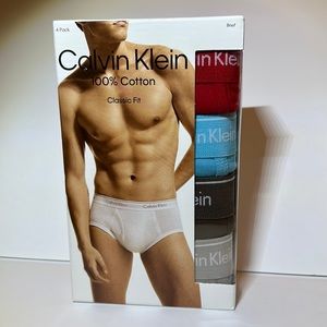 Calvin Klein 100% Cotton Classic fit Brief 4 Pack Size M Calvin Klein logo waist
